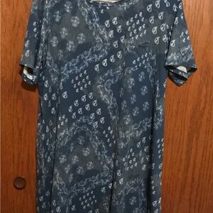 Women’s LOGO Lori Goldstein QVC Blue Patterned Dress Lounger  Size 1X 18/20